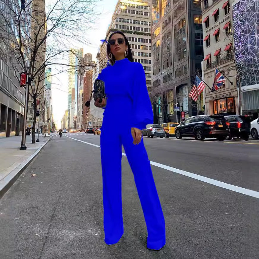 Damer Elegant Jumpsuit med vida ärmar och hög krage Mirla-Eva Jonsson