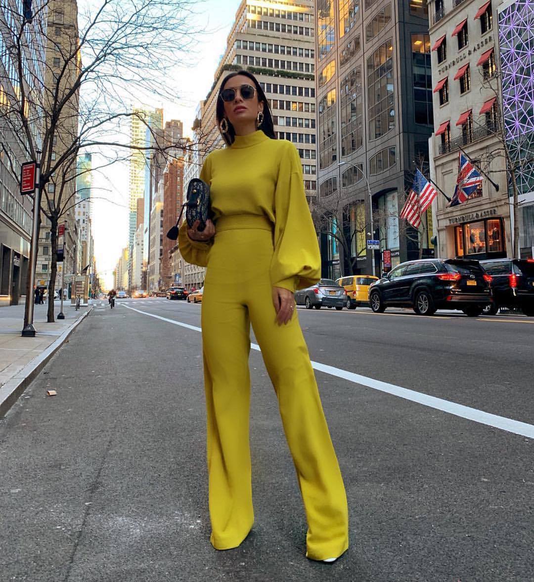 Damer Elegant Jumpsuit med vida ärmar och hög krage Mirla-Eva Jonsson