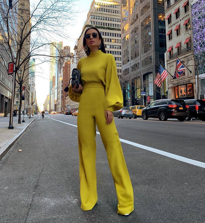 Damer Elegant Jumpsuit med vida ärmar och hög krage Mirla-Eva Jonsson