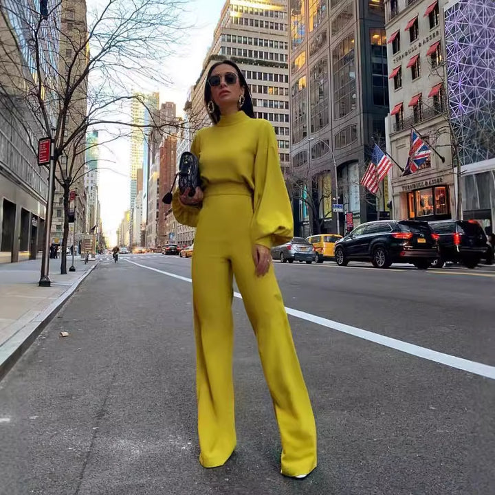 Damer Elegant Jumpsuit med vida ärmar och hög krage Mirla-Eva Jonsson