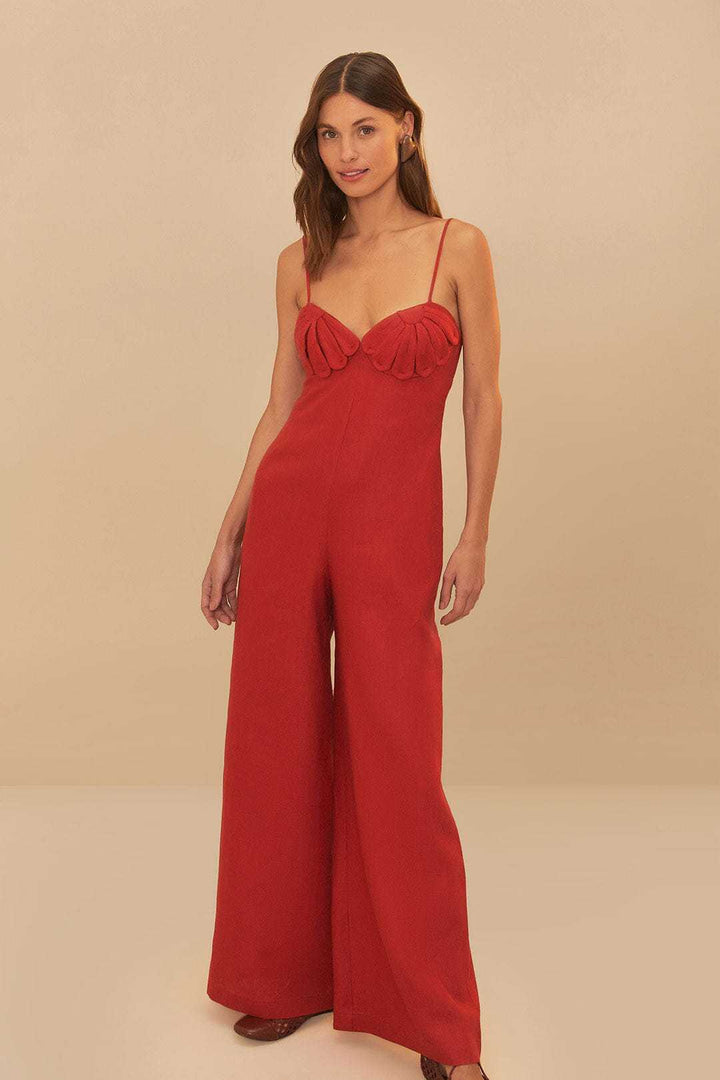 Damer Elegant Jumpsuit med voluminösa volangdetaljer och flödande snitt Mirla-Eva Jonsson