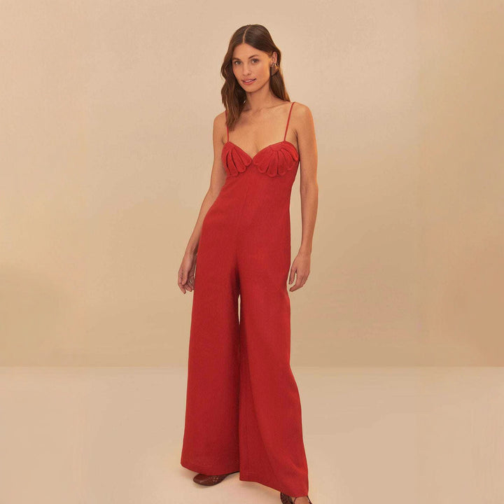 Damer Elegant Jumpsuit med voluminösa volangdetaljer och flödande snitt Mirla-Eva Jonsson