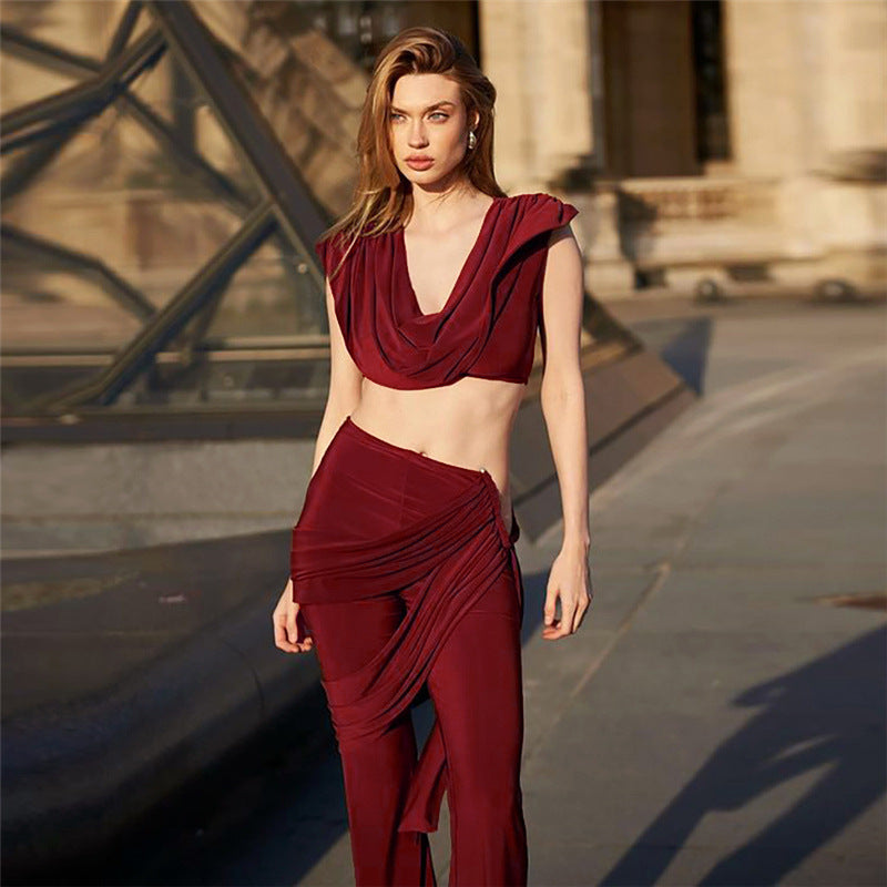 Damer Elegant Jumpsuit-set med drapering och smal ben Mirla-Eva Jonsson