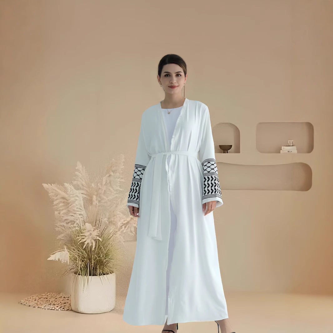 Damer Elegant Kaftan-jacka med dekorativa ärmar och bälte Mirla-Eva Jonsson
