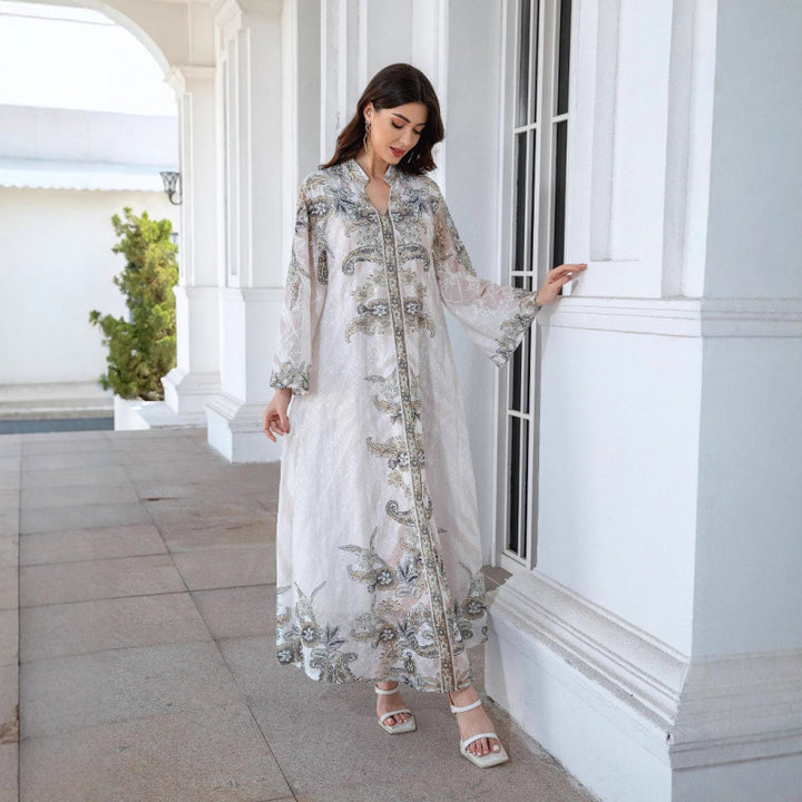 Damer Elegant Kaftan med blommigt mönster och genomskinliga ärmar Mirla-Eva Jonsson