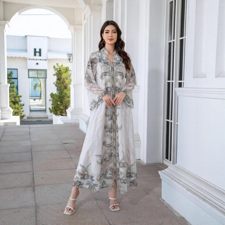 Damer Elegant Kaftan med blommigt mönster och genomskinliga ärmar Mirla-Eva Jonsson