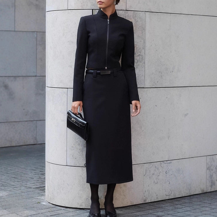 Damer Elegant Kappklänning med smal Ståkrage och Dragkedja Mirla-Eva Jonsson