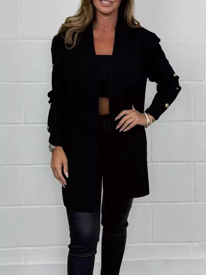 Damer Elegant Kavaj med Knappdetaljer och Fickor Mirla-Eva Jonsson