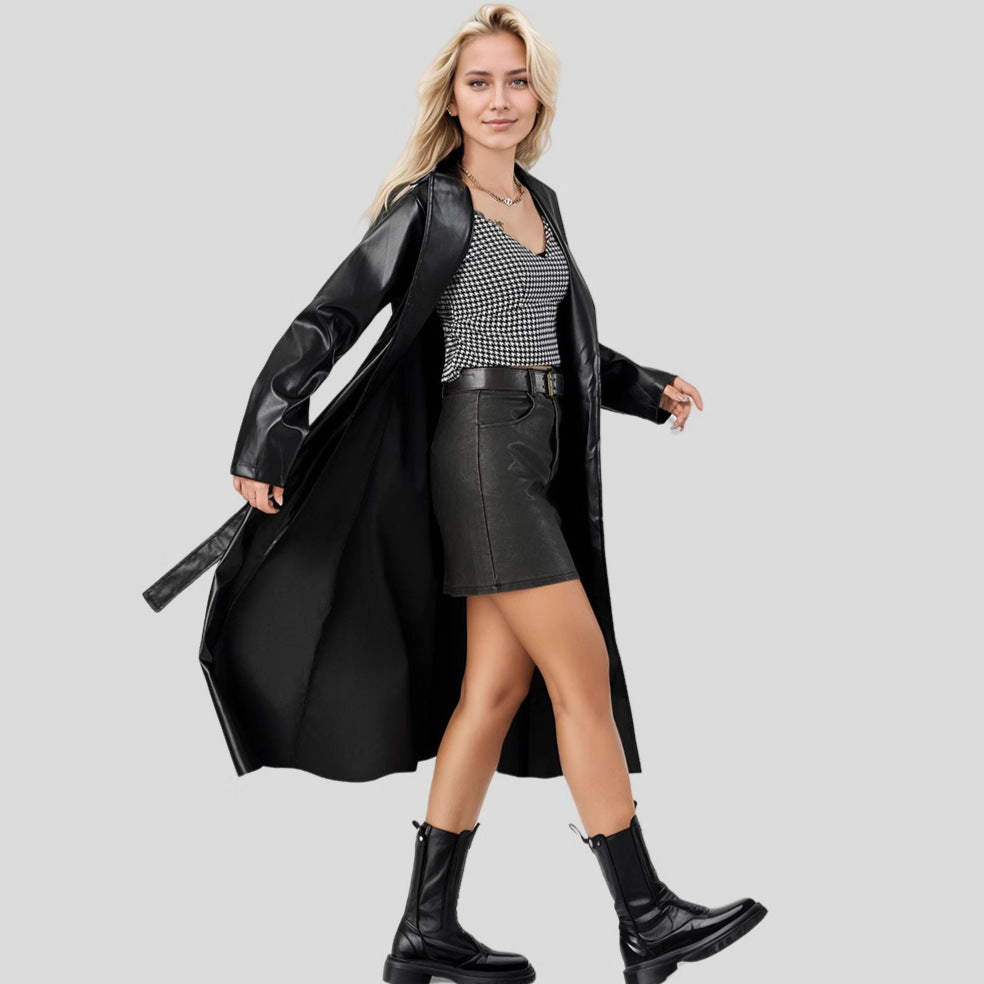 Damer Elegant Konstläder-Trenchcoat Mirla-Eva Jonsson