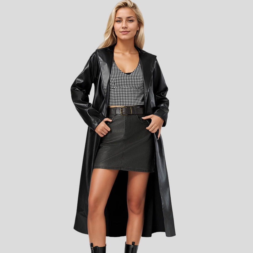 Damer Elegant Konstläder-Trenchcoat Mirla-Eva Jonsson