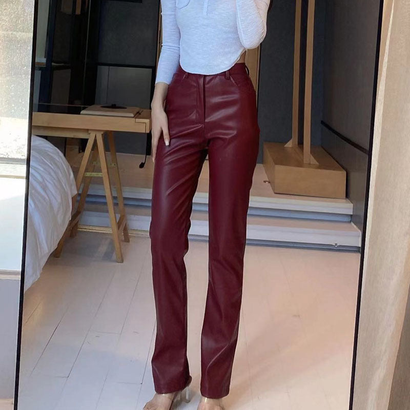 Damer Elegant Konstläderbyxor i högskuren design Mirla-Eva Jonsson