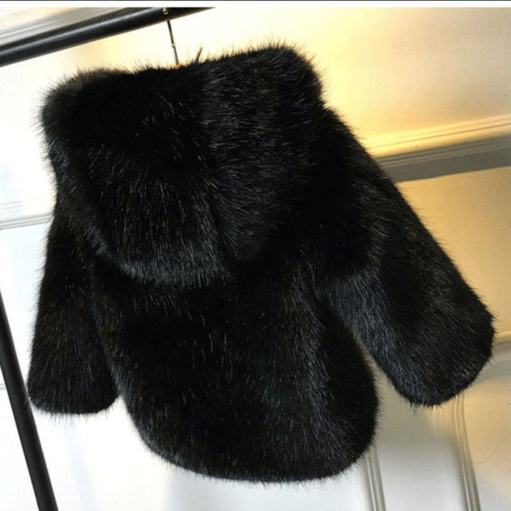 Damer Elegant Konstpälsjacka med voluminöst krage och sjalkrage Mirla-Eva Jonsson