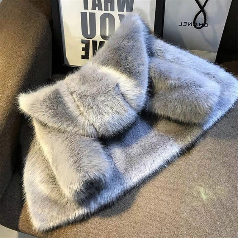Damer Elegant Konstpälsjacka med voluminöst krage och sjalkrage Mirla-Eva Jonsson
