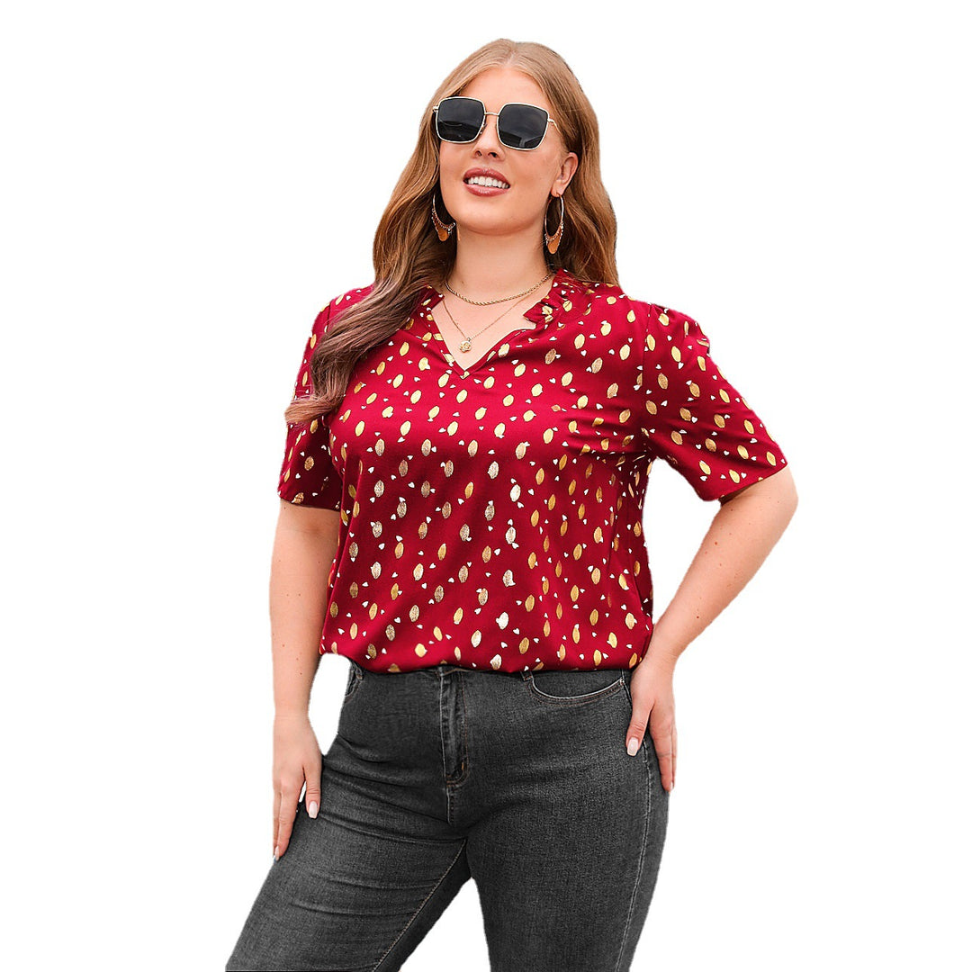 Damer Elegant Kortärmad Blus T-shirt med Modernt Tryck Mirla-Eva Jonsson