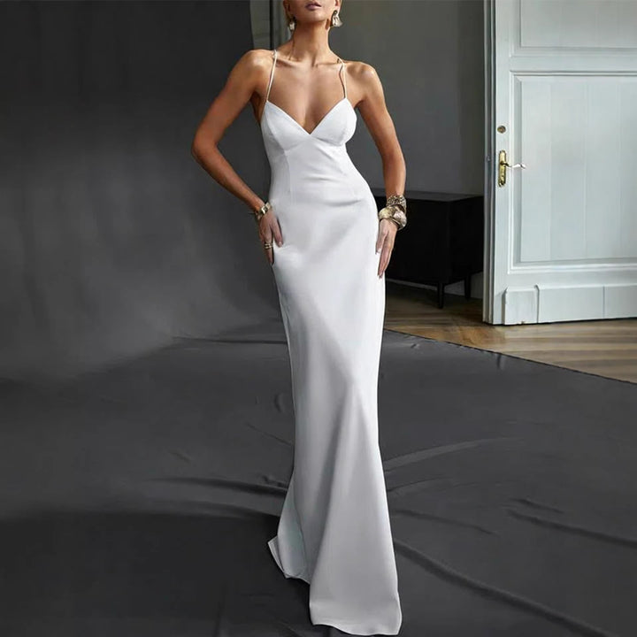 Damer Elegant Kvällsklänning med Djup V-Halsringning och Strapless Axelband-Eva Jonsson