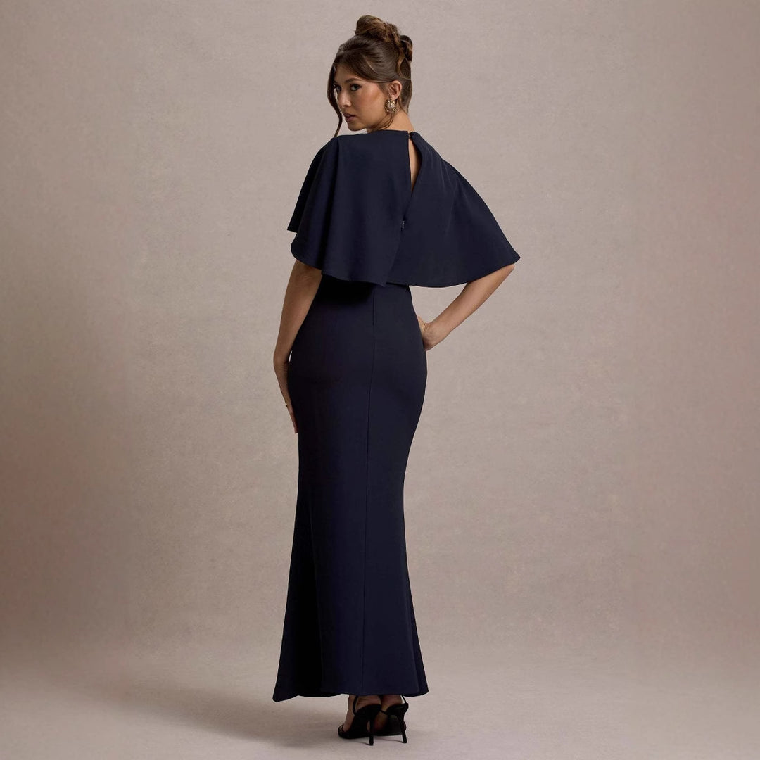 Damer Elegant Kvällsklänning med Voluminösa Ärmar och Sofistikerad Omslag Detalj-Eva Jonsson