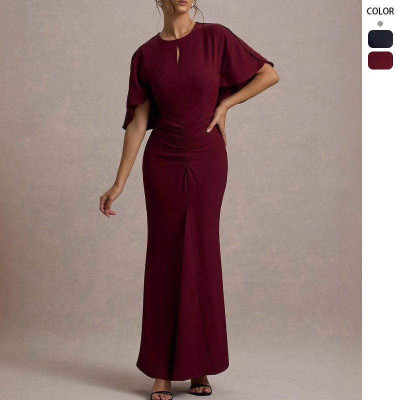Damer Elegant Kvällsklänning med Voluminösa Ärmar och Sofistikerad Omslag Detalj-Eva Jonsson