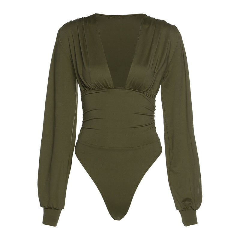 Damer Elegant Långärmad Bodysuit med V-ringning Mirla-Eva Jonsson