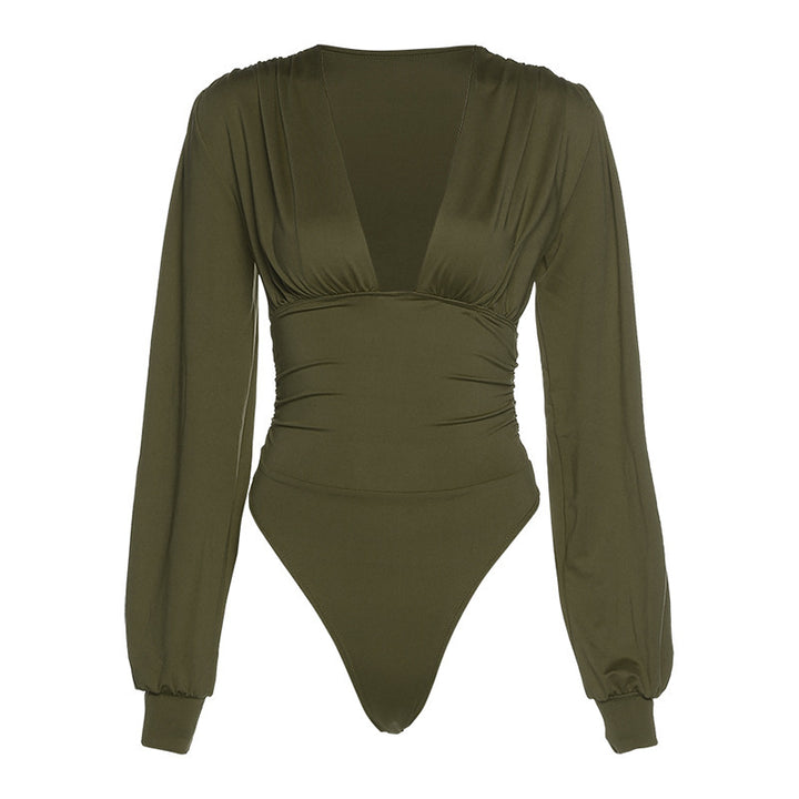 Damer Elegant Långärmad Bodysuit med V-ringning Mirla-Eva Jonsson