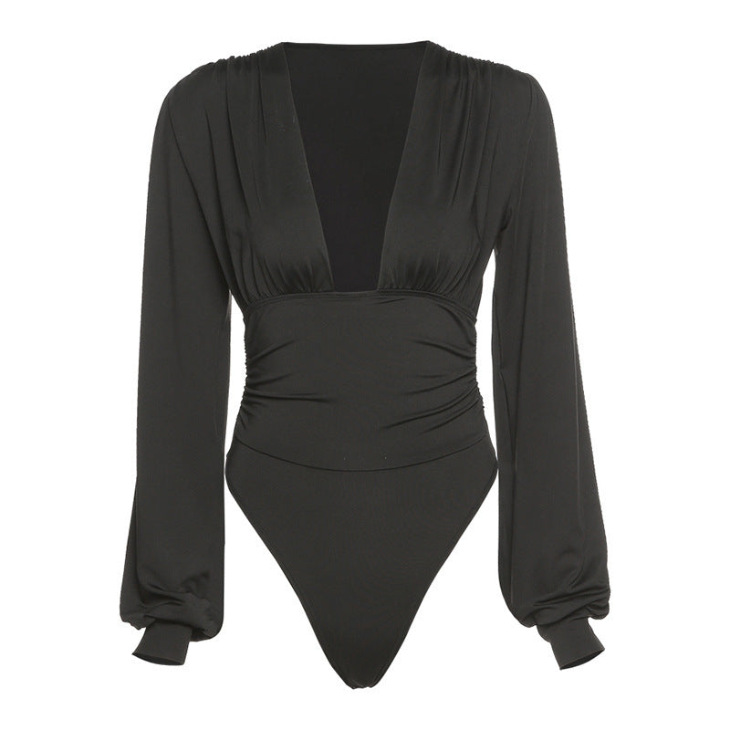 Damer Elegant Långärmad Bodysuit med V-ringning Mirla-Eva Jonsson