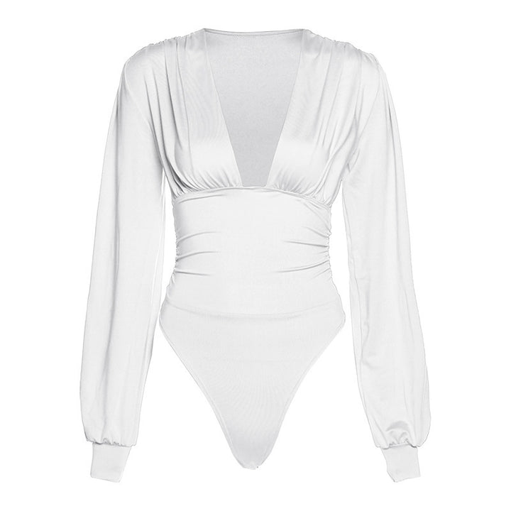 Damer Elegant Långärmad Bodysuit med V-ringning Mirla-Eva Jonsson