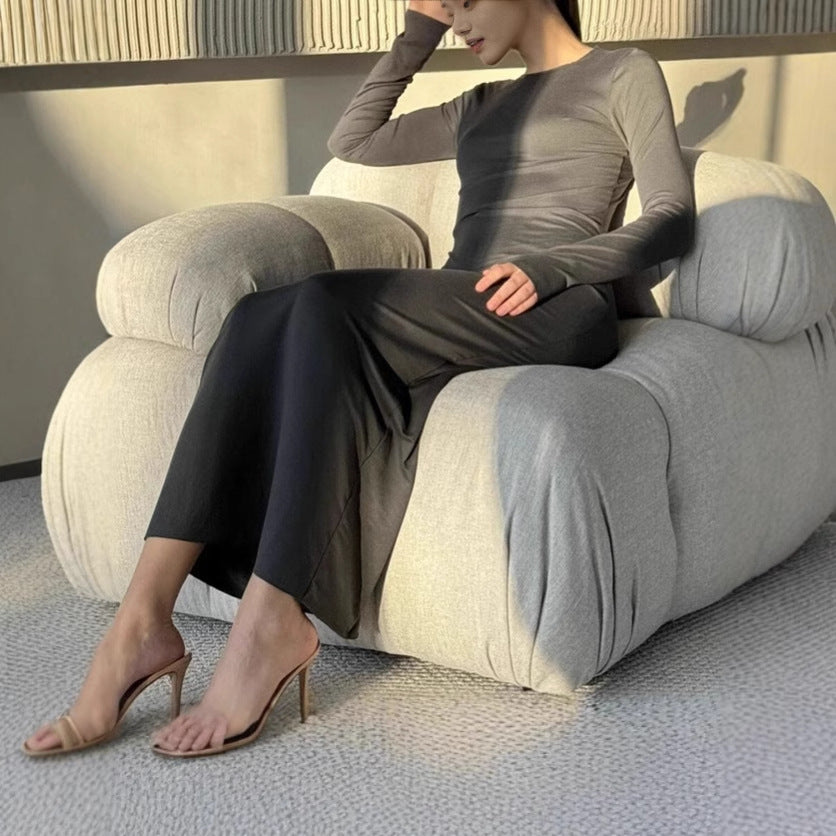Damer Elegant Långärmad Maxi Klänning i högkvalitativt Jersey-material Eva Jonsson-Eva Jonsson