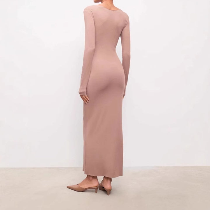 Damer Elegant Långärmad Maxi Klänning i högkvalitativt Jersey-material Mirla-Eva Jonsson