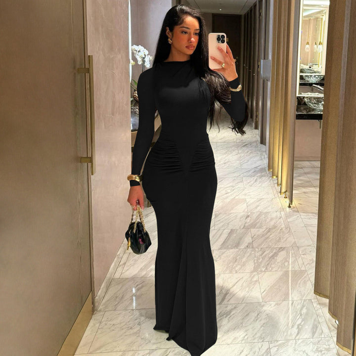 Damer Elegant Långärmad Maxi Klänning med figursyndande Design Mirla-Eva Jonsson