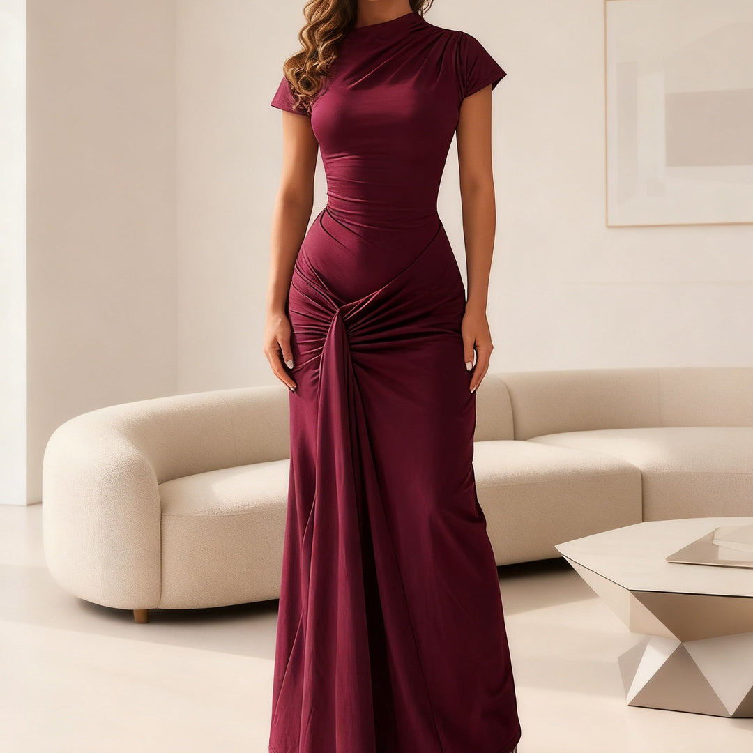 Damer Elegant Långärmad Maxikjol med Drapering och Figurskapande Snitt Mirla-Eva Jonsson