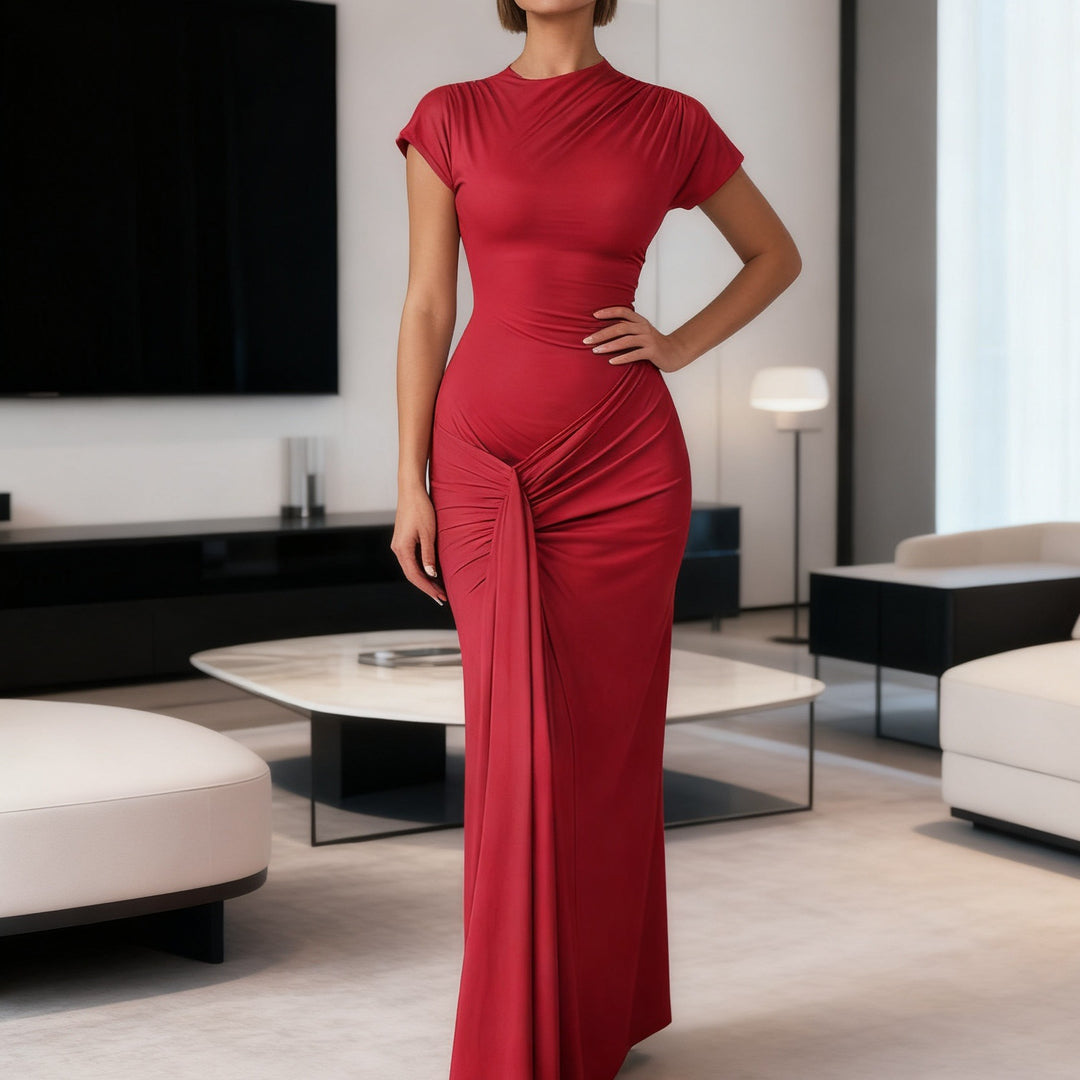 Damer Elegant Långärmad Maxikjol med Drapering och Figurskapande Snitt Mirla-Eva Jonsson