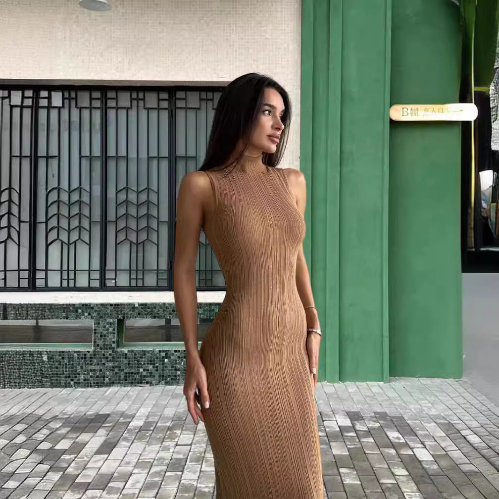 Damer Elegant Långärmad Maxiklänning i Ribbstrick-Stil Eva Jonsson-Eva Jonsson