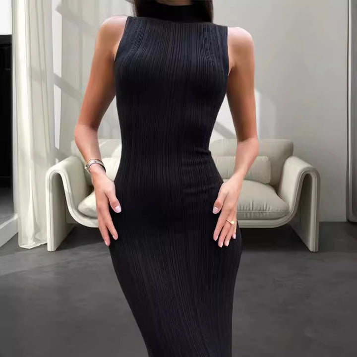 Damer Elegant Långärmad Maxiklänning i Ribbstrick-Stil Eva Jonsson-Eva Jonsson