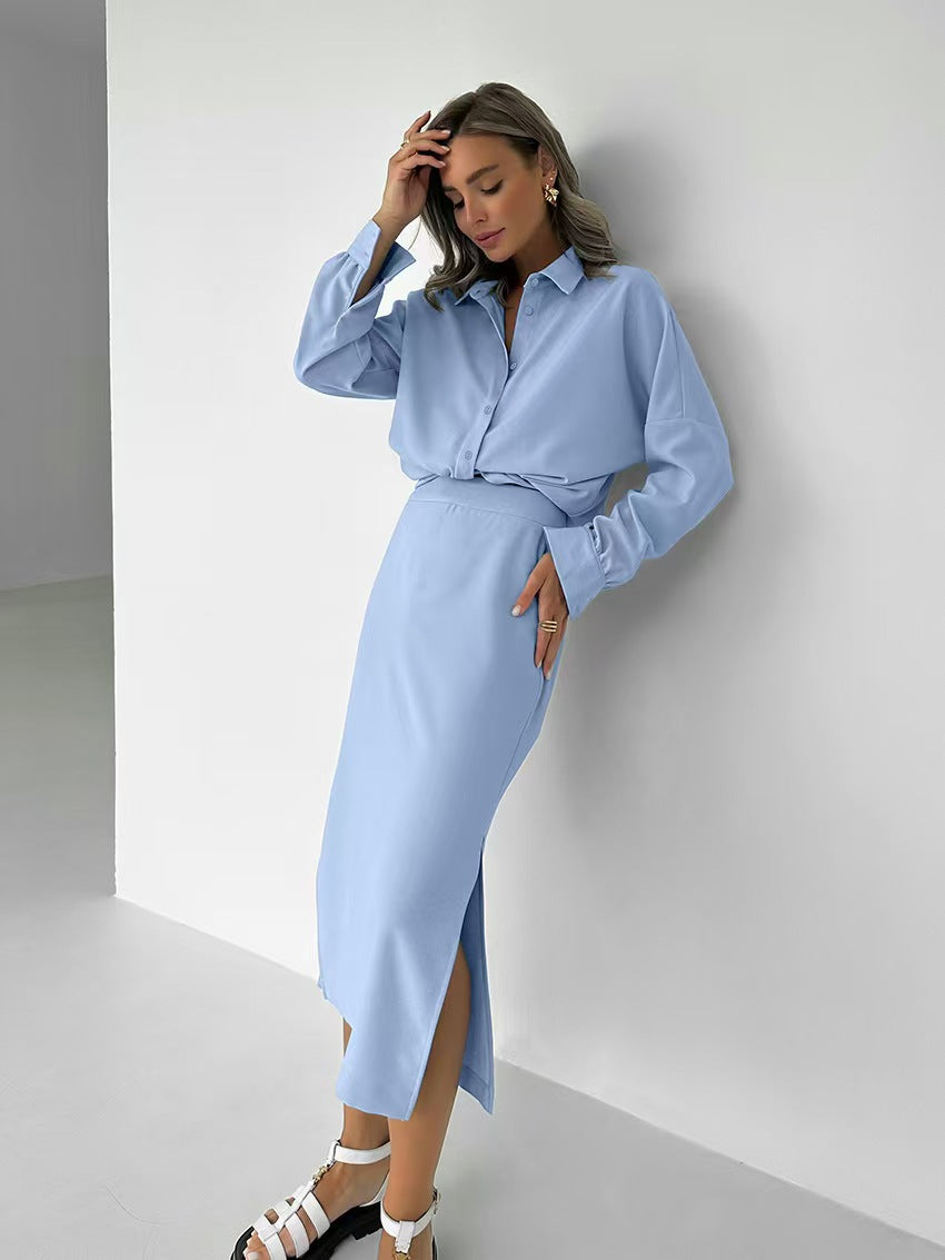 Damer Elegant Långärmad Skjorta med Passande Maxikjolar Eva Jonsson-Eva Jonsson