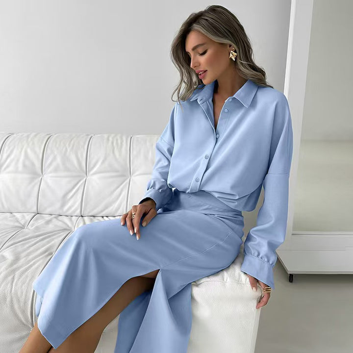 Damer Elegant Långärmad Skjorta med Passande Maxikjolar Eva Jonsson-Eva Jonsson