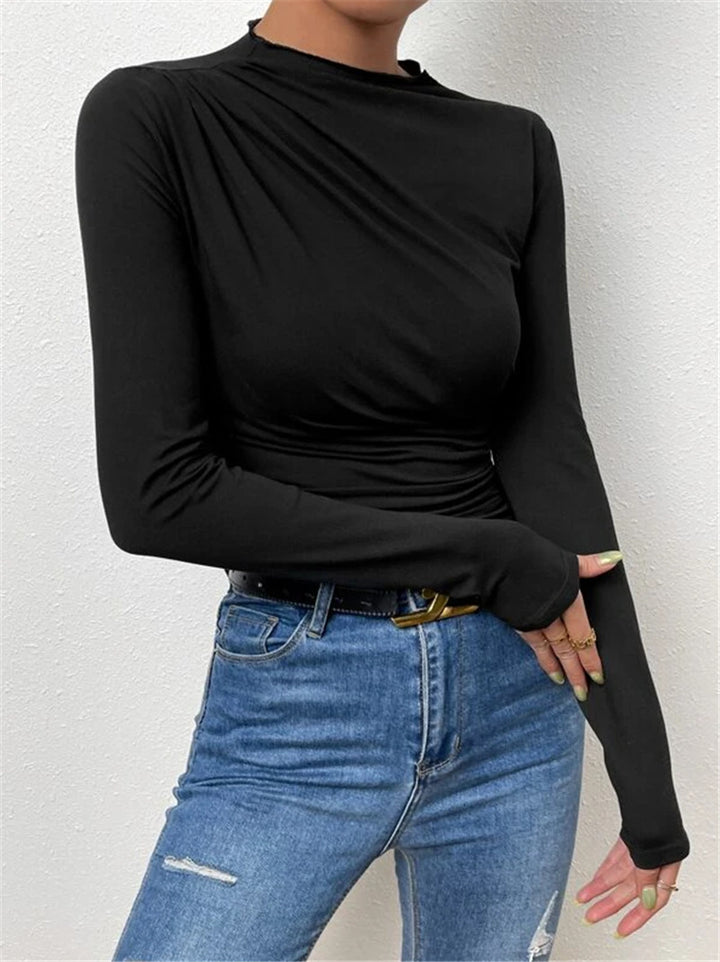 Damer Elegant Långärmad Skjorta med Rynkor Mirla-Eva Jonsson