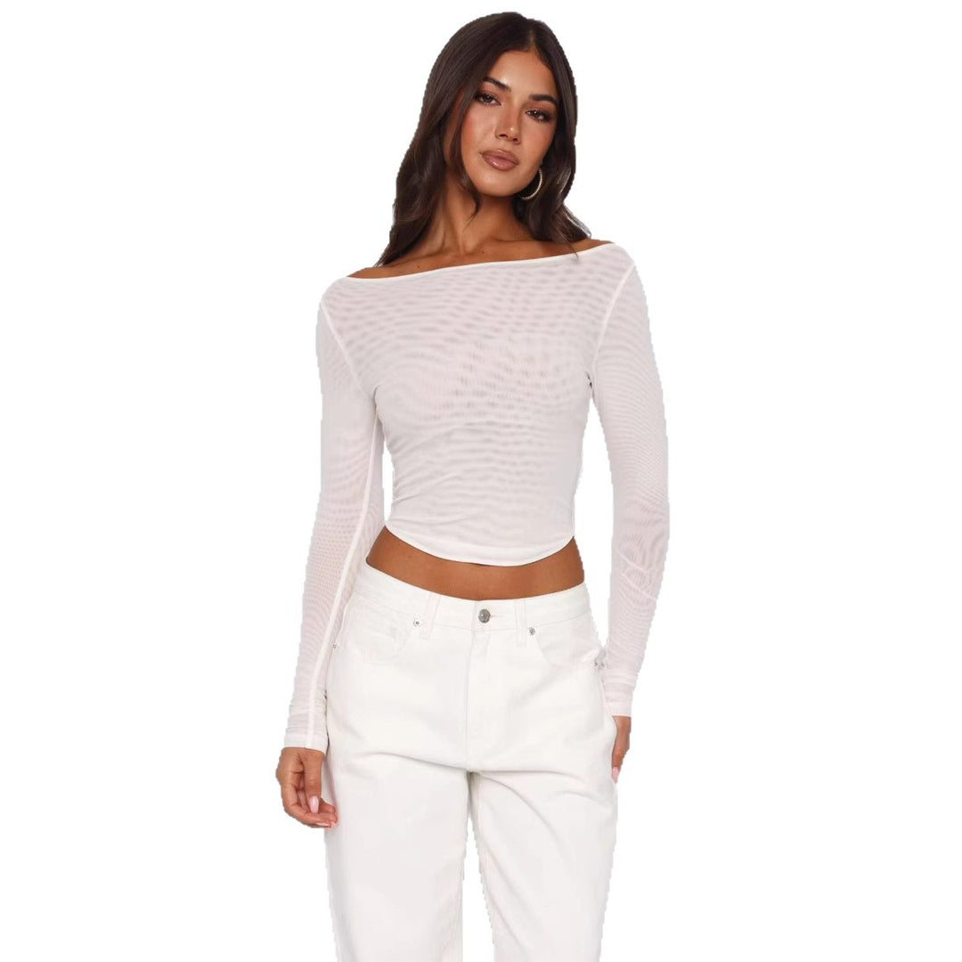 Damer Elegant Långärmad Topp med vacker Transparens Mirla-Eva Jonsson