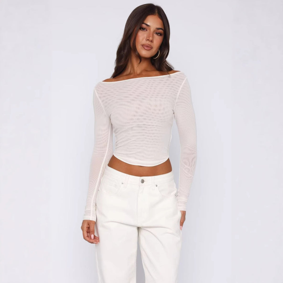 Damer Elegant Långärmad Topp med vacker Transparens Mirla-Eva Jonsson