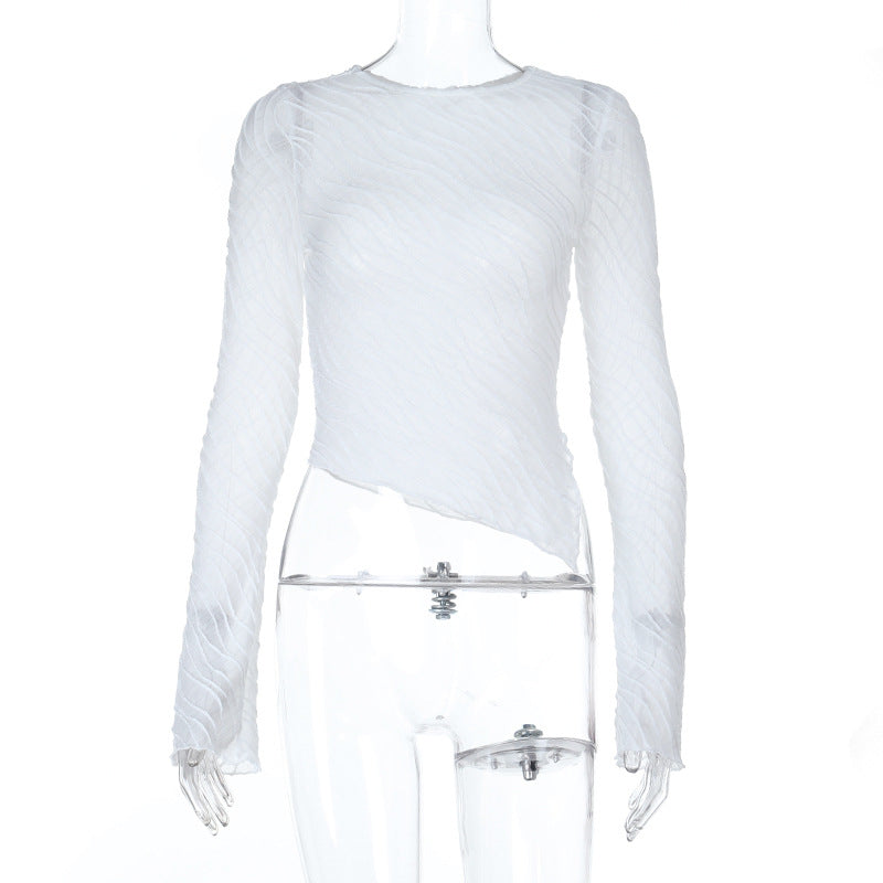 Damer Elegant Långärmad Transparenttopp med strukturerad Design Mirla-Eva Jonsson