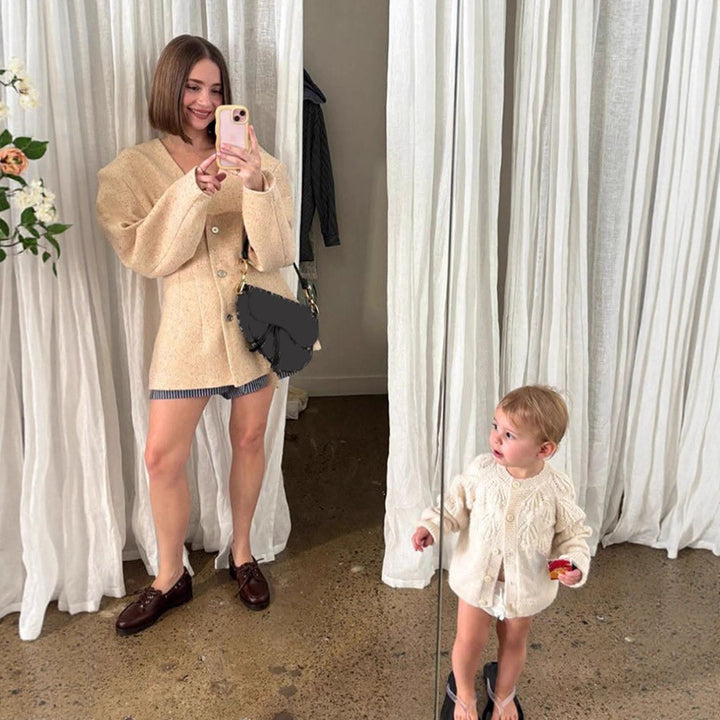 Damer Elegant Långjacka med strukturerad Design Mirla-Eva Jonsson