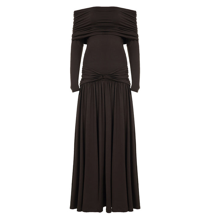 Damer Elegant Långklänning med korsad midjeband och off-shoulder utskärning Mirla-Eva Jonsson