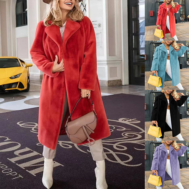 Damer Elegant Långrock i mjukt fleece med slag och sidofickor Mirla-Eva Jonsson