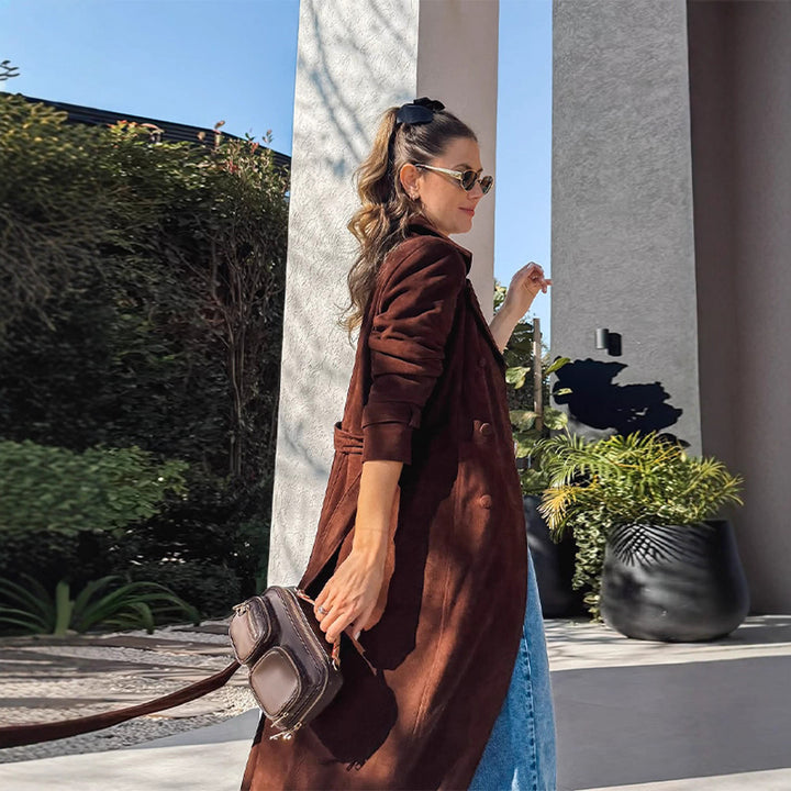 Damer Elegant Långvarig Trenchcoat i mjukt mocka Mirla-Eva Jonsson