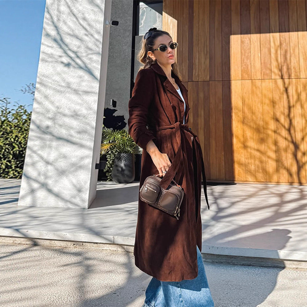 Damer Elegant Långvarig Trenchcoat i mjukt mocka Mirla-Eva Jonsson