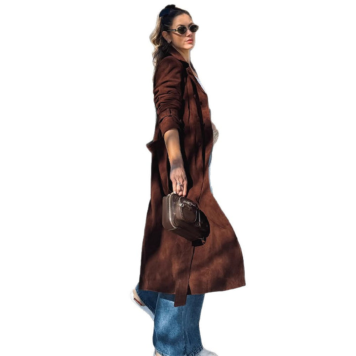 Damer Elegant Långvarig Trenchcoat i mjukt mocka Mirla-Eva Jonsson