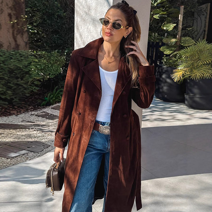 Damer Elegant Långvarig Trenchcoat i mjukt mocka Mirla-Eva Jonsson