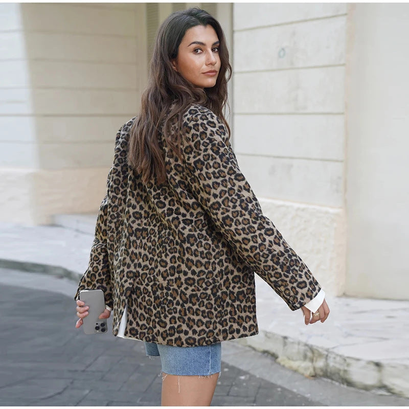 Damer Elegant Leopardenmönster Blazer Mirla-Eva Jonsson