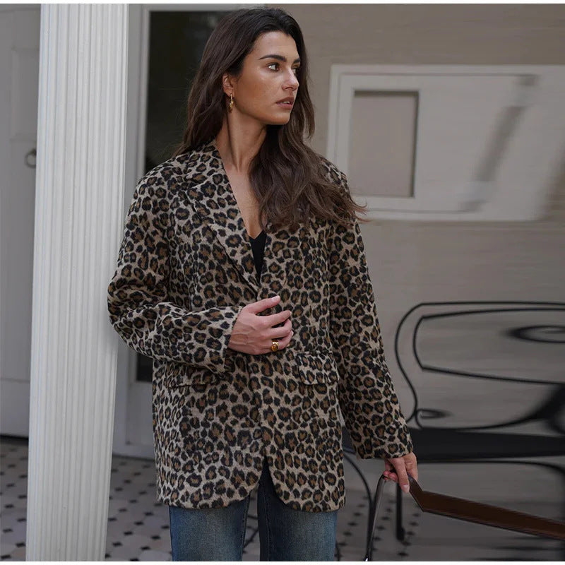 Damer Elegant Leopardenmönster Blazer Mirla-Eva Jonsson
