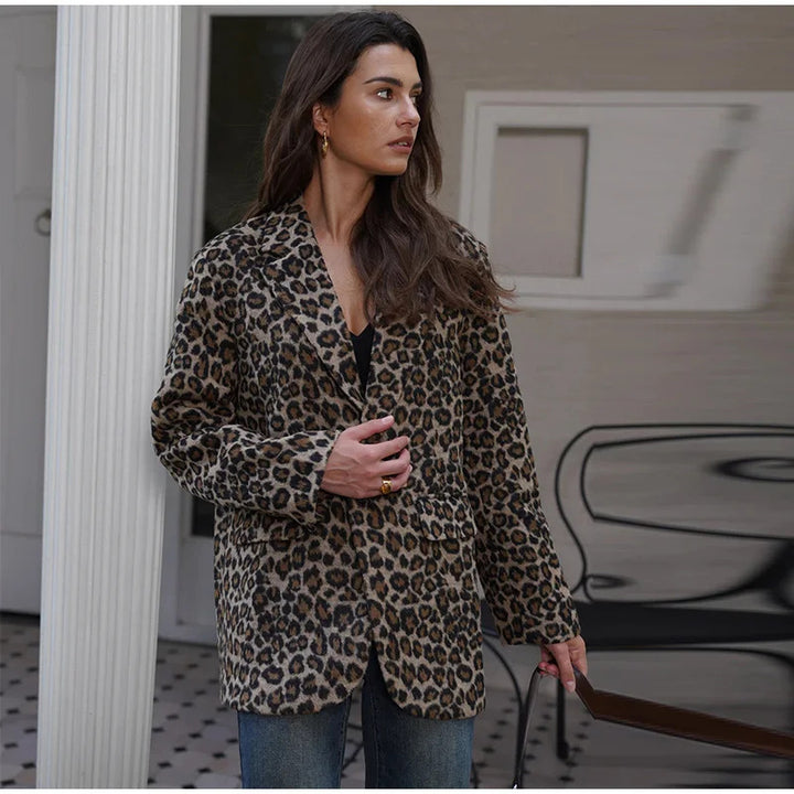 Damer Elegant Leopardenmönster Blazer Mirla-Eva Jonsson