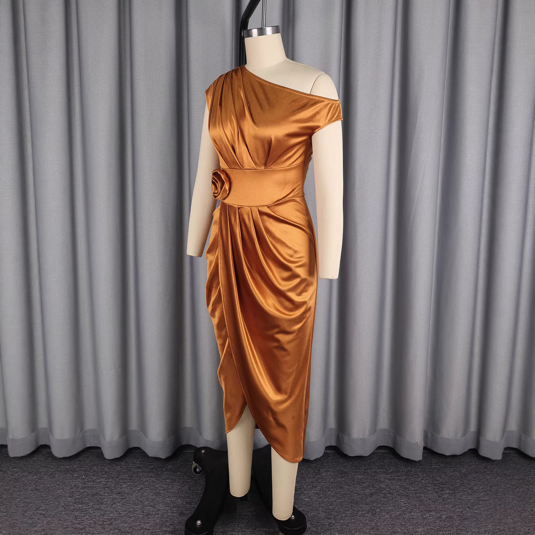 Damer Elegant Lindraps klänning med 3D-blomapplikation Mirla-Eva Jonsson