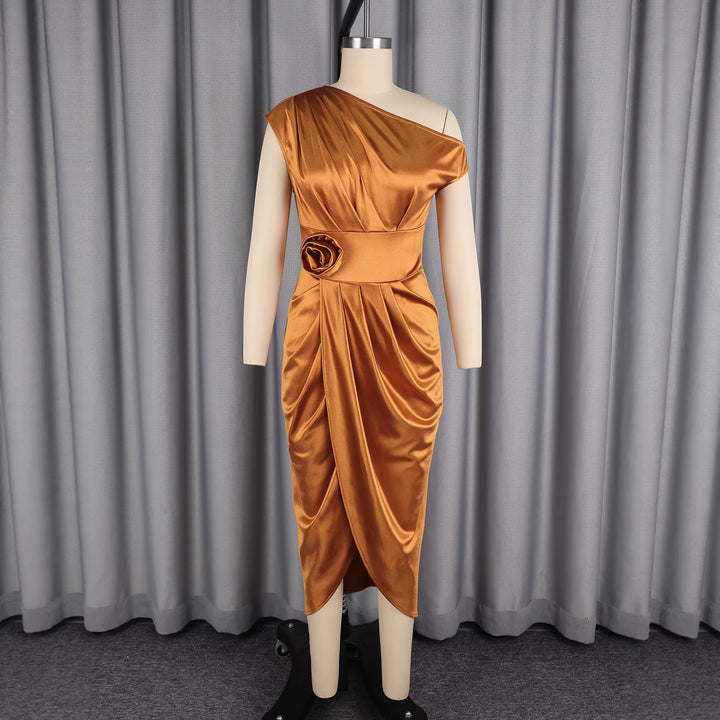 Damer Elegant Lindraps klänning med 3D-blomapplikation Mirla-Eva Jonsson
